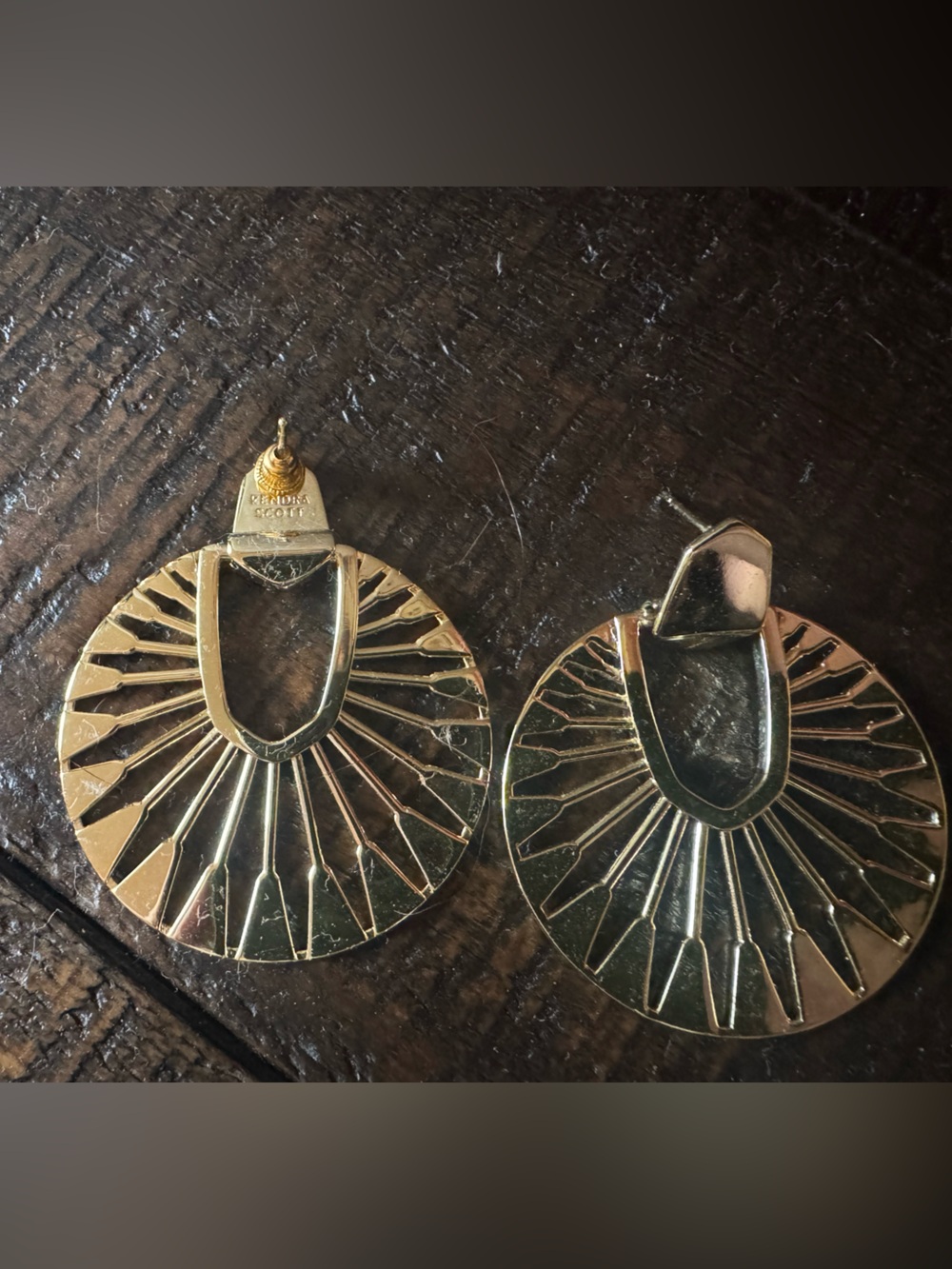 Kendra Scott Gold Sunburst Hoop Drop Earrings